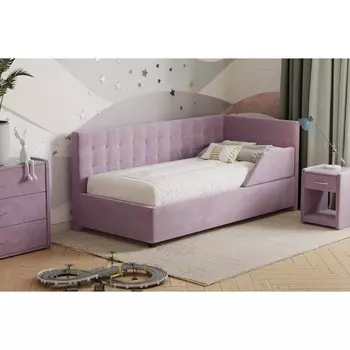 Кровать «Версаль» без ПМ, 80190 см, с бортиком, премиум велюр, цвет бутоны вишни