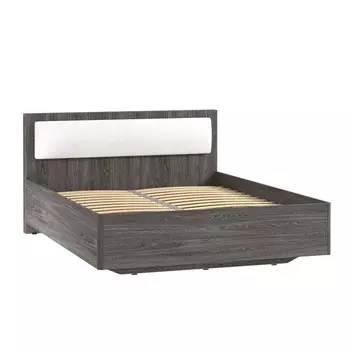 Кровать двуспальная Virginia, с ортопедическим основанием, с мягкой спинкой, 16002000 мм, цвет бум айс/ясень анкор темный