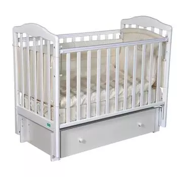 Кроватка Alpina Premium, автостенка, универсальный маятник, цвет белый