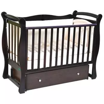 Кроватка Ariel, автостенка, ящик, универсальный маятник, цвет шоколад