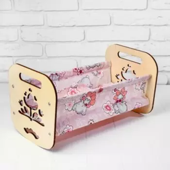 Кроватка деревянная для кукол «Катюша», 442424 см, с постельным бельём