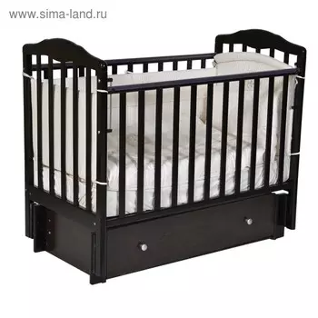 Кроватка детская Helen 3, автостенка, универсальный маятник, закрытый ящик, цвет шоколад