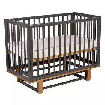 Кроватка детская Polini kids Simple 340, с маятником, цвет графит-дуб каменный