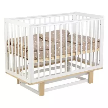 Кровать детская Polini kids Simple 340, с маятником, белый-натуральная