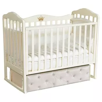 Кроватка Francesca Premium, мягкий фасад, автостенка, ящик, маятник, цвет слоновая кость