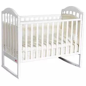 Кроватка Lucianna, колесо, качалка, цвет белый