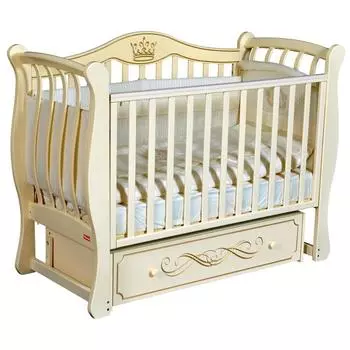 Кроватка Miranda Elegance, автостенка, ящик, универсальный маятник, цвет слоновая кость