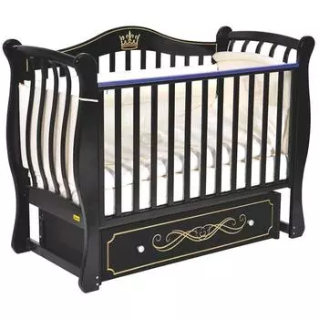 Кроватка Perla Elegance, автостенка, ящик, универсальный маятник, цвет шоколад