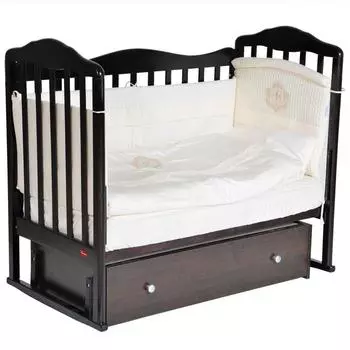 Кроватка Stephania, автостенка, универсальный маятник, ящик, цвет шоколад