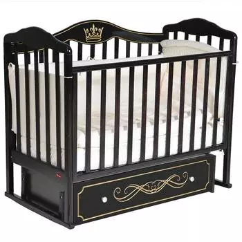 Кроватка Stephania Elegance, автостенка, универсальный маятник, ящик, цвет шоколад