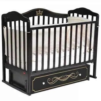 Кроватка Stephania Elite, автостенка, универсальный маятник, ящик, цвет шоколад