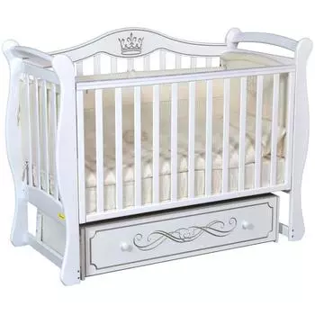 Кроватка Toscana, автостенка, ящик, универсальный маятник, цвет белый