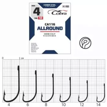 Крючки Cobra ALLROUND, серия CA116, № 8, 10 шт.