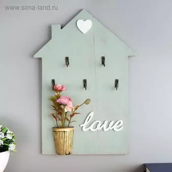 Крючки декоративные дерево "Букетик цветов в горшке" 34х24х2,5 см