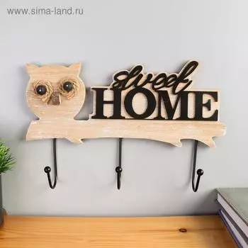 Крючки декоративные дерево "Очковая сова на веточке" МИКС 18,5х29,5х4,5 см