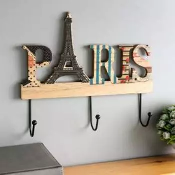 Крючки декоративные дерево "Париж. Эйфелева башня" МИКС 24,5х29х4,5 см