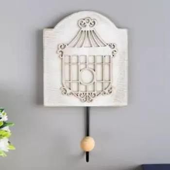 Крючки декоративные дерево "Птицы на ветках и клетка" 19,5х11х4,5 см, МИКС