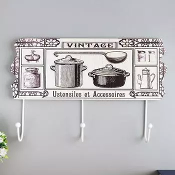 Крючки декоративные дерево "Винтаж. Кухня" 20х40х4,5 см