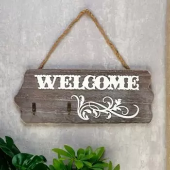 Крючки декоративные дерево "Вывеска - Добро пожаловать" 29,5х11,5х3,5 см