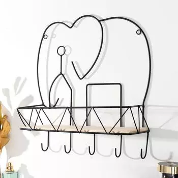 Крючки декоративные металл с полочкой "Слон" 35х10х32 см