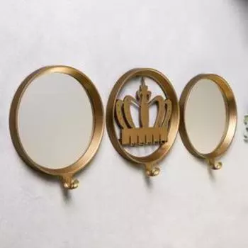 Крючки декоративные с зеркалом "Корона" набор 3 шт 62х22,5х4,5 см