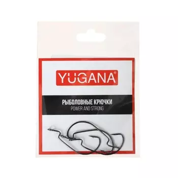 Крючки офсетные YUGANA Wide range worm big eye, № 4, 4 шт.