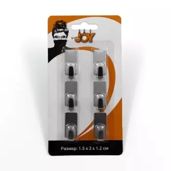 Крючки самоклеящиеся Joy Home, прямоугольник, 6 шт