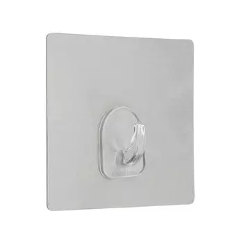 Крючок адгезивный квадрат Axentia самоклеящийся из пластика серебристый, 8х8х толщина 2 см 1035189