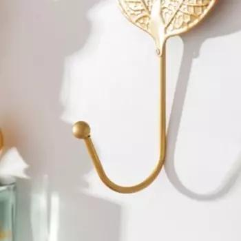 Крючок декоративный "Березовый лист" золотой 20х8 см