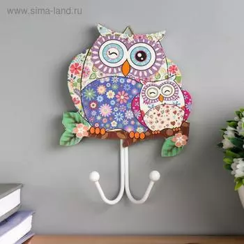 Крючок декоративный дерево "Спящий совёнок с мамой" МИКС 16,5х12х4,7 см