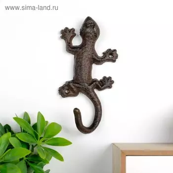 Настенный крючок декоративный «Ящерица», чугун, 138.52.5 см