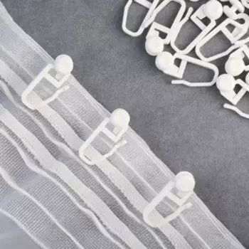 Крючок для штор, ролик с замком разобранный, 2.51.3 см, белый