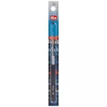 Крючок для тонкой пряжи с пластиковой ручкой и колпачком, сталь, 1,0 мм