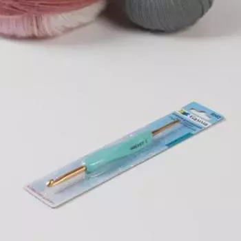 Крючок для вязания, двусторонний, с прорезиненной ручкой, d = 2,5/4,5 мм, 13,5 см, цвет бирюзовый