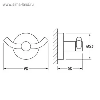 Крючок двойной, хром, ARTWELLE
