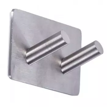 Крючок двойной нержавейка матовая, самоклеящийся