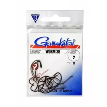 Крючок GAMAKATSU Worm39 (BLACK) №2 (12шт)