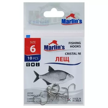 Крючок Marlin:s ЛЕЩ CRISTAL NI №6 , 10 шт.