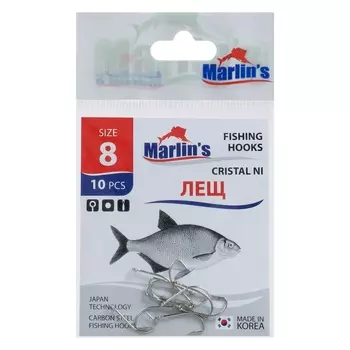 Крючок Marlin's ЛЕЩ CRISTAL NI №8, 10 шт.
