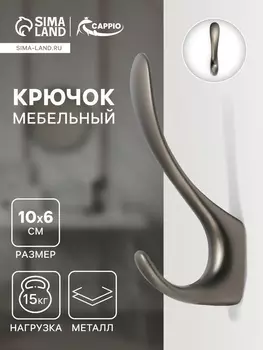 Крючок мебельный CAPPIO NOTE, двухрожковый, цвет графит