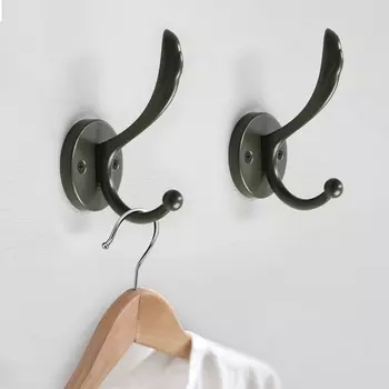 Крючок мебельный CAPPIO WING, двухрожковый, цвет графит, 4 шт.