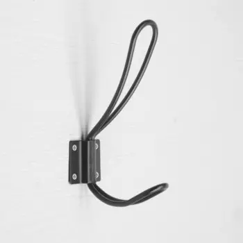 Крючок мебельный ТУНДРА TKd=009, двухрожковый, черный, 5 шт.