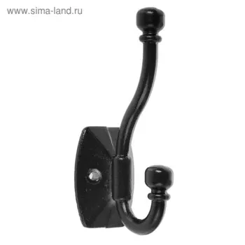 Крючок мебельный двухрожковый ТУНДРА КМ04SD, цвет черный металлик