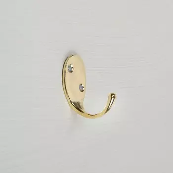 Крючок мебельный ТУНДРА TKO004, однорожковый, золото, 10 шт.