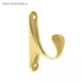 Крючок мебельный ТУНДРА TKO024, однорожковый, золото, 2 шт.