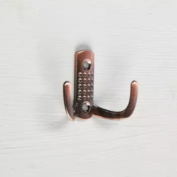 Крючок мебельный ТУНДРА TKd=011, двухрожковый, медь