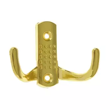 Крючок мебельный ТУНДРА TKd=011, двухрожковый, золото