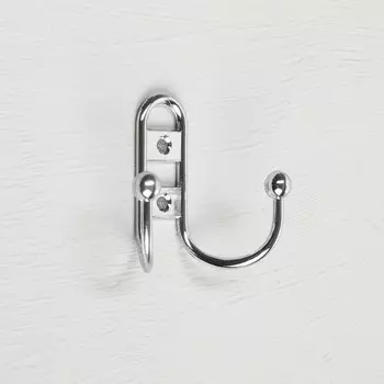 Крючок мебельный ТУНДРА TKd=017, двухрожковый, хром