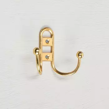 Крючок мебельный ТУНДРА TKd=017, двухрожковый, золото