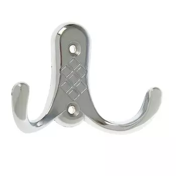 Крючок мебельный ТУНДРА TKd=024, двухрожковый, хром